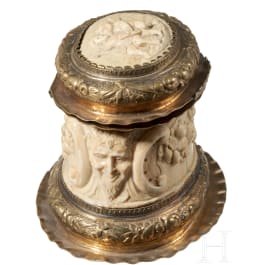 A German box carved of ivory in baroque style, circa 1880