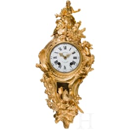 A fire-gilt Louis XV cartel clock, Dupont of Paris, mid-18th century