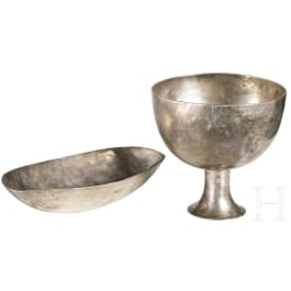 An Achaemenid goblet and bowl, silver, 5th - 4th century B.C.