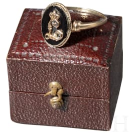 King Ludwig I of Bavaria – a golden presentation ring with crowned cypher "L", circa 1830