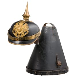 A helmet for military servants with hat case, circa 1890