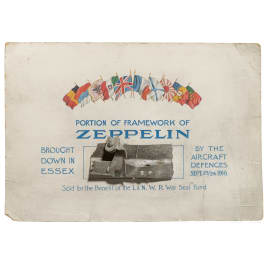 A fragment of the frame of the German Zeppelin "L 33" which was shut down in 1916 near Essex/England