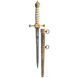 An officer's dagger with damascus blade and ivory grip, made by WKC Solingen