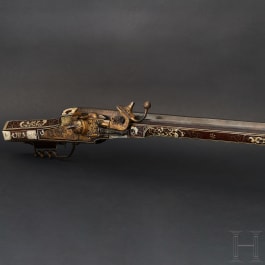 A South German deluxe Renaissance wheellock rifle with fine bone inlays, circa 1600/10