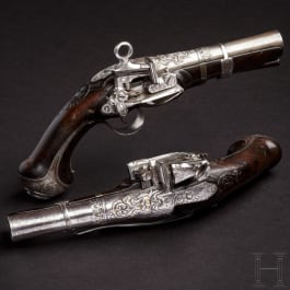 A pair of chiselled Eibar luxury-miquelet-pistols, circa 1760