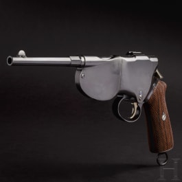 A Schönberger-Laumann Mod. 1894-II (the first semi-auto pistol!), with loading clip