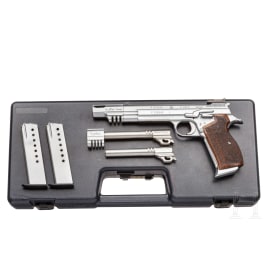 A cased SIG P210-5 Target with two barrel sets and Oschatz tuning