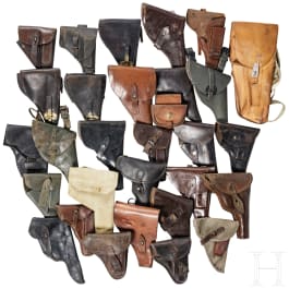 29 pistol holsters and a belt pouch