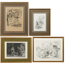 Vier Drucke, von Barlach, Corinth und Slevogt, deutsch, 20. Jhdt.