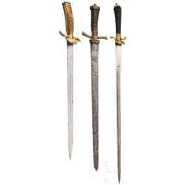 Three German hunting hangers, 18th/19th century