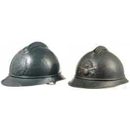 Two French steel helmets M 15 (Adrian), World War I