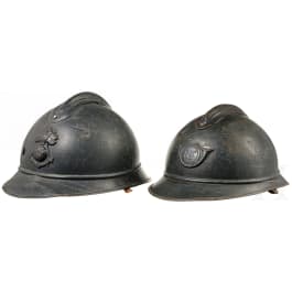 Two French steel helmets M 15 (Adrian), World War I