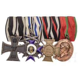 A four-place medal from a Bavarian officer with a Military Merit Order 4th class with swords