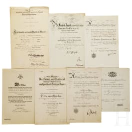 A group of certificates for Hauptmann von Steuben of the Guard Infantry, 1915 - 1933