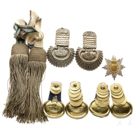 Saxony - a small collection of epaulettes and an emblem, circa 1900
