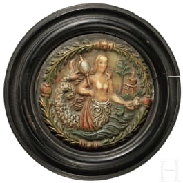 A wax medallion with depiction of a mermaid, Nuremberg, 17th century