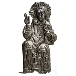 An Italian silver Christ Pantocrator in repoussé, 12th century