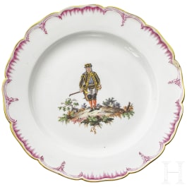 A German plate by KPM with depiction of a miner, late 18th century