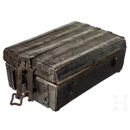A South French leather-covered messenger's casket, 1st half of the 16th century