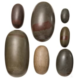 A group of seven Indian Lingam-Stones, 1st half of the 20th century