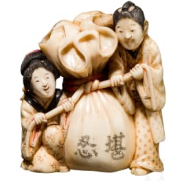 Okimono in Form von Hoteis Glückssack, Japan, Meiji-/Taisho-Periode