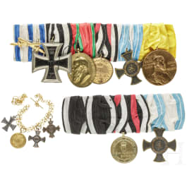 Two medal bars of the war 1870/71 and miniatures