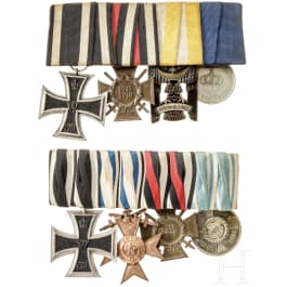 Zwei vierteilige Ordensschnallen, 1. Weltkrieg