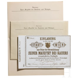 Josef Latour von Thurmburg (1820 - 1903) – an invitation card to the wedding ball of Emperor Franz Joseph I. and Empress Elisabeth 1854