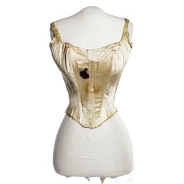 Empress Elisabeth of Austria - a cream coloured silk corset, circa 1870/80