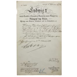 König Ludwig II. von Bayern - Autograph, datiert 2.2.1874