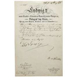 König Ludwig II. von Bayern - Autograph, datiert 27.3.1878