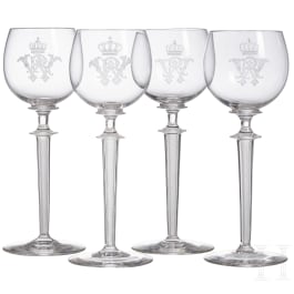 Emperor Wilhelm II - four noble wine goblets, circa 1888