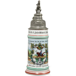 A regimental beer stein for a private in the Royal Saxon 3rd Lancer Regiment No. 21