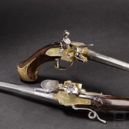 A pair of unusual flintlock repeating pistols by Emanuel Wetschgin in Augsburg, circa 1715
