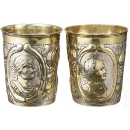 A pair of silver imperator cups, Johann Paul Schmidt, Leipzig, circa 1690