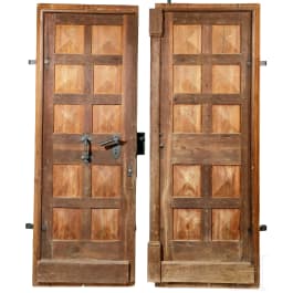 A wooden French double door, 18th century