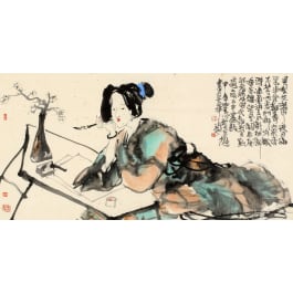 Bai Yefu (*1963) - a Chinese painting of a Tang lady