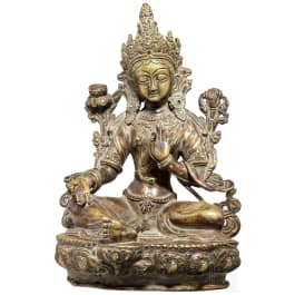 A Chinese Buddhist Tara bronze statuette, 19th - early 20th c.