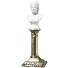 Empress Elisabeth of Austria - a porcelain bust on a silver- and gold-plated column, last third of the 19th century