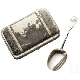 A Russian silver and niello cigarette case, Moscow, dated 1891