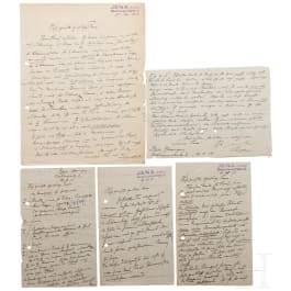 Court Pianist Gabriele von Lottner (1883 - 1958) - five handwritten letters by Max Reger, dated 1915