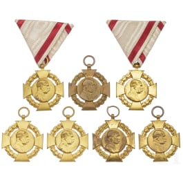 Seven jubilee military crosses 1848 - 1908 and ribbons