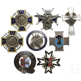Eight badges, 1st half of the 20th century