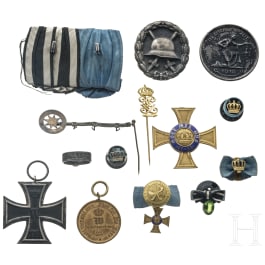 Zweiteilige Ordensspange und Miniaturen eines preußischen Offiziers