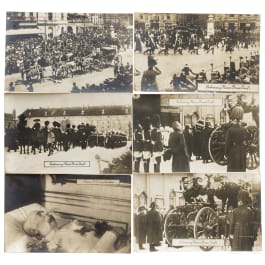 Fünf Fotopostkarten vom Leichenzug Kaiser Franz Josefs I., 1916