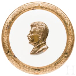Plakette aus Bronze mit Portrait von Josef Stalin, Sowjetunion, um 1950-60