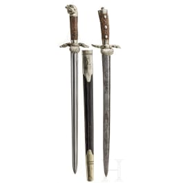 Two hunting hanger with nickel-silver guards, 19th century
