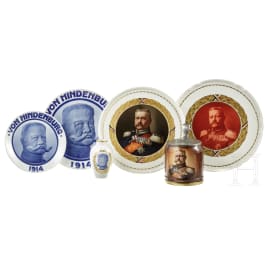 Sammlung sieben Teile Hindenburg-Porzellan