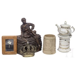 Duke Carl Theodor in Bavaria - a teapot, a jug, a crown, an edelweiss and a cigar box