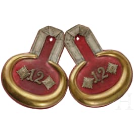 A pair of epaulettes for a captain in the Royal Bavarian Infantry Regiment No. 12, circa 1900